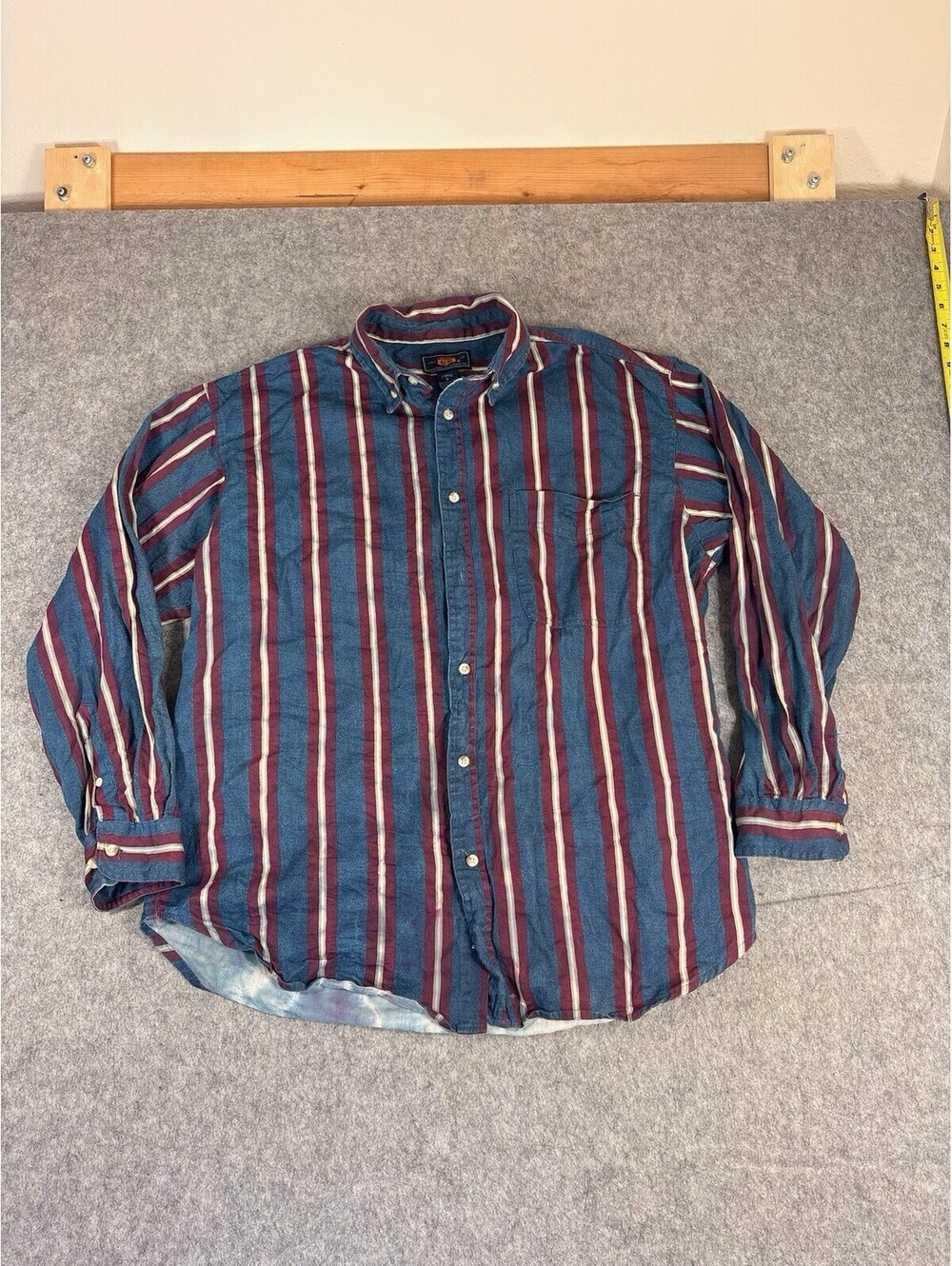 Vintage Striped Button Down Long Sleeve Shirt Men’s Large Route 66 Faded